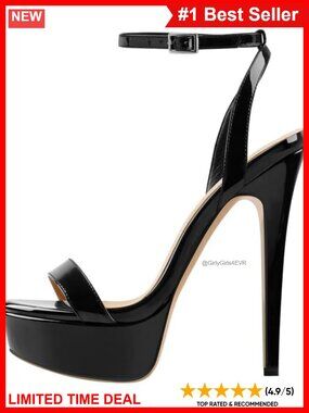 Platform Stiletto High Heels Round Open Toe Ankle Strap Heeled Sandals